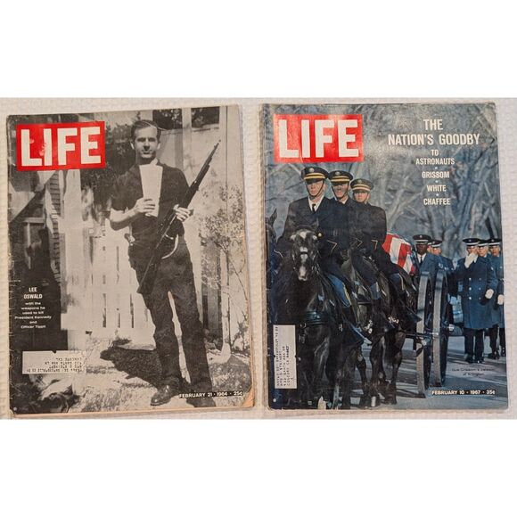 LIFE Other - 2‑Issue LIFE Magazine Lot • Oswald Rifle Cover & Grissom Caisson • 1964–1967